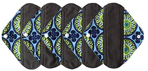 MUMBABY Menstruationspaden/Menstruationsbinden, Bambus, Dunkelgrau, 20,3 cm, 5 Stück