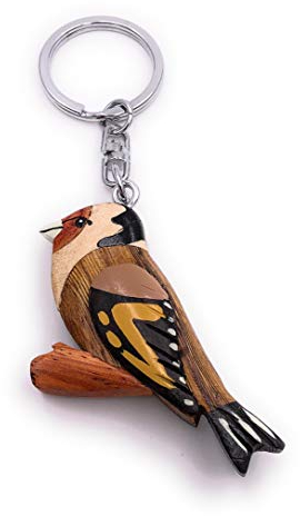 H-Customs Stieglitz Vogel niedlich Süß Holz Edel Handmade Schlüsselanhänger Anhänger