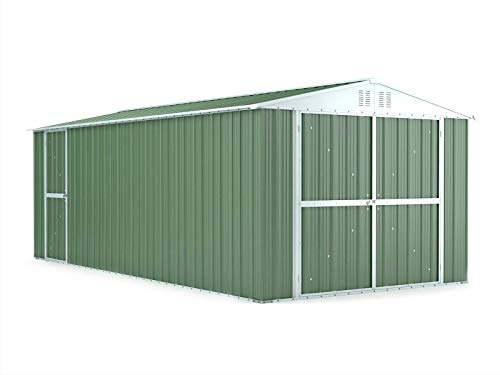 Box in Acciaio Zincato Casetta da Giardino in Lamiera 3.27 x 6.11 m x h2.35 m - 346 KG – 19 metri quadri (Verde)