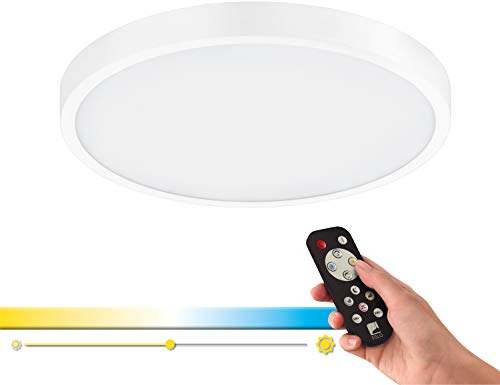 EGLO Access LED Deckenleuchte Fueva-A, 1 flammige Wandlampe, Aufbauleuchte aus Aluminium und Kunststoff in Weiß, mit Fernbedienung, Farbtemperaturwechsel (warm, neutral, kalt), dimmbar, Ø 22,5 cm