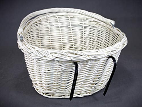Weidenkorb für weißes Fahrrad Korb weiß für Fahrrad 33 x 40 / H 22/28 cm