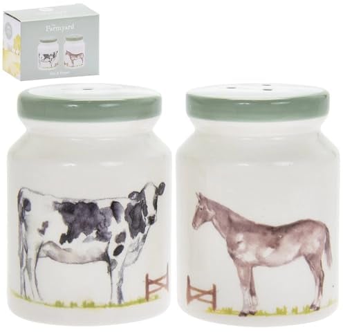 Country Life Farm Design Fine China Salt & Pepper Condiment Seasoning Shaker Set
