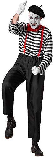 dressforfun 901036 Klassischer Pantomime Kostüm, sechsteiliges Kostüm für Herren, mit Hut und Tuch, für Karneval Fasching Halloween, schwarz weiß - diverse Größen - (XL | Nr. 304608)