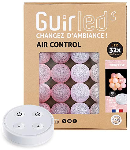 GuirLED - LED Baumwollkugeln Lichterkette USB - Drahtlose Fernbedienung - Baby Nachtlicht 2h - Dual USB 2A Netzteil enthalten - 4 Intensitäten – 32 Kugeln 3.2m - Prinzessin