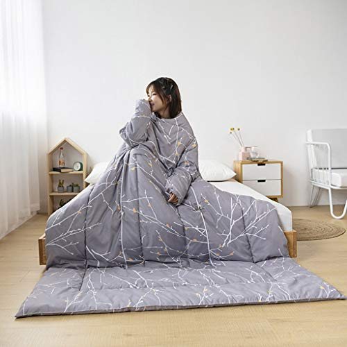VOCD Lazy Quilt Mit Ärmeln, Tragbare Multifunktionale Warme Lazy-Bettdecke Für Den Winter, Verdickte, Gewaschene TV-Bettdecke Für Das Nickerchen Im Büro Im Büro - Grau