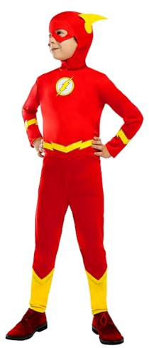 Funidelia Disfraz Oficial de Flash para niño, Incluye mono y gorro con alas, Superhéroes, DC Comics - Traje para niños para fiestas, Carnaval y Halloween, Talla 3-4 años