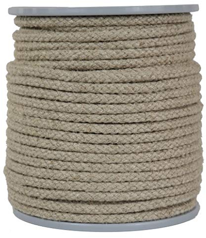 Gepotex Corde en lin/corde plate tressée naturelle - Diamètre : env. 6 mm - Longueur : 50 m - Fabriqué en fil de lin naturel, biodégradable et respectueux de l'environnement.