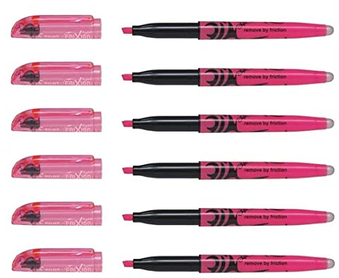 Pilot FriXion Light Textmarker, radierbar, abgeschrägte Spitze, 3,60 mm, Rosa, 6 Stück
