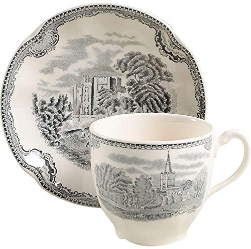 Johnson Brothers Old Britain Castles - Taza y platillo, color negro