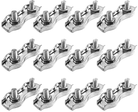 SyiXute 12 Pezzi Di Morsetto Doppio Per Fune D'Acciaio m2,Morsetti Per Funi Duplex In Acciaio Inossidabile 304,Utilizzato Per Fune D'Acciaio Da 2 mm