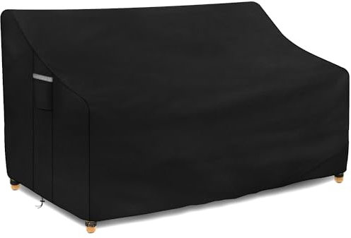 Dokon Funda para Banco de Jardín 2 Plazas Impermeable, Tela Oxford 420D, Anti Viento, Anti UV Funda Protectora Sofá 2 Plazas Exterior con Salidas de Aire (134x66x63/89cm) - Negro