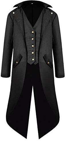 Gothden Giacca da uomo vintage gotica vittoriana cappotto uniforme costume di Halloween, Nero , XXL