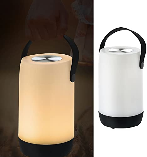 LED Leuchte Touchfunktion | Zeltlampe | H19cm schwarz weiß Outdoor IP44 akkubetrieben | Henkellampe Gartenlampe (1 x LED Leuchte schwarz/weiß)