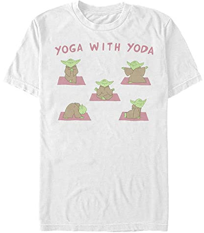 Star Wars Herren Yoga with Yoda T-Shirt, Weiß, 4XL