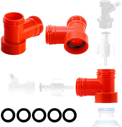MRbrew 3 PCS Plastic Carbonation Cap Tee Adapter, Connect Gas Ball Lock and Beer Disconnect Simultaneously, Oxygen Free Brewing Soda PET Bottles Counter Pressure Bottle Filling Cap Handy 3-Way Adapter