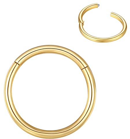 BLESSMYLOVE 0.8mm 7mm Gold Nasenring Hoop 316L Chirurgenstahl Knorpelohrring Septum Clicker Ring Edelstahl Klappbarer Segmentring Lippenring Conch Daith Helix Rook Tragus Snug Body Piercing Schmuck