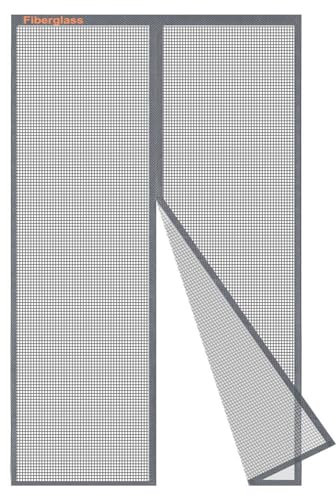 Risareyi Zanzariera Magnetica in Vetroresina 75x230cm, Grigio Rete Super Resistente Zanzariere Magnetiche per Porte Finestre Anti Zanzare, per Balcone Soggiorno, Chiusura Automatica
