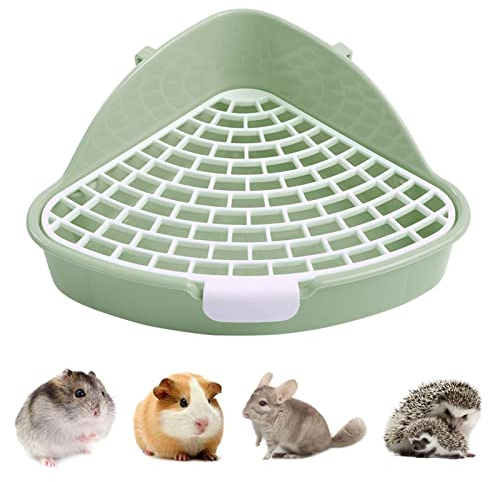 Kuoser Nagertoilette, Kaninchentoilette mit Haken Hasentoilette für Töpfchentraining Kaninchen Toilette Ecke aus Plastik für Baby-Kaninchen Chinchillas kleine Meerschweinchen Frettchen, 25x19x10cm