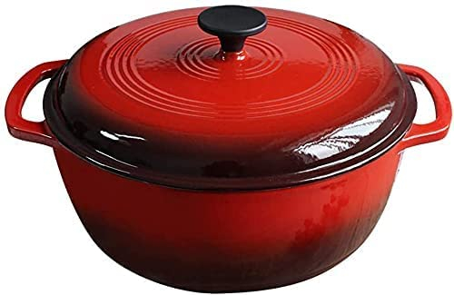 YANYUESHOP Ollas Grandes de Esmalte con Tapa, Olla de Sopa Extra Grande de Hierro Fundido, Sopa y estofado, Cocina de inducción Comercial, Restaurante de Hotel General 5L