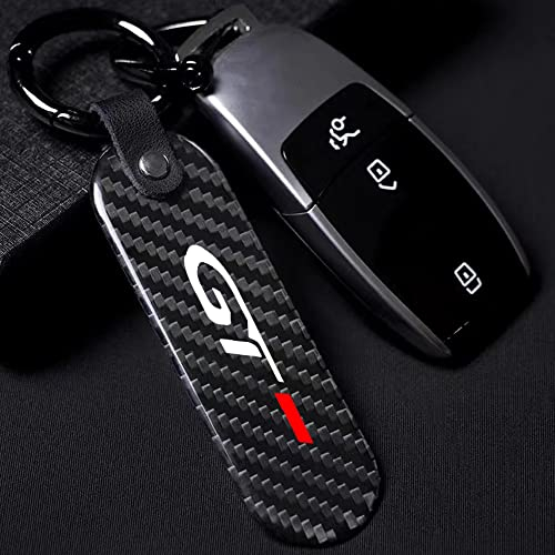 RUAAL Voiture Fibre de Carbone Porte-clés, pour Peugeot GT GTI GTLINE 206 208 307 308 2008 3008 106 108 306 206 208 avec Logo Pendentif Clé Multifonction Accessoires