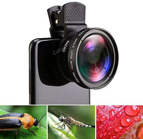 2 IN 1 Obiettivo Per Fotocamera Cellulare Universal Phone Cameras Kit Obiettivo,Ultra Grandangolare + Obiettivo Macro Kit Obiettivo A Clip Per Cellulare,Obiettivo Macro Hd A Clip
