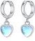 Mondstein Ohrringe Creolen 925 Sterling Silber Mondtein Creolen mit Anhänger Herz Ohrringe Klein Creolen Ohrhänger Mondstein Schmuck Geschenk für Frauen
