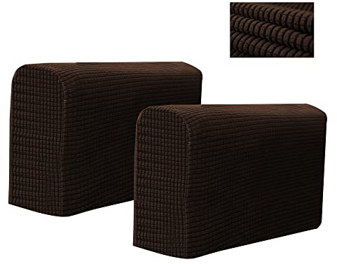 Kaket 2 PCS Sofa Armrest Covers, Chair Arm Protectors Stretch, Sofa Armchair Couch for Sofa, Armchair, Couches, Recliner (Dark Brown)