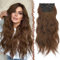FESHFEN Clip in Extensions, 4PCS Haarverlängerungen mit Clips Synthetik Gewellte Haarextension Wavy Wellig Haar Extensions Clip in Haarteil für Frauen Kupfer Kastanienbraun 50 cm
