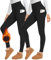 Missluck 2er Pack Thermo Leggings mit Taschen Damen im Winter, High Waist Gefüttert Thermoleggins für Sport（Schwarz/Schwarz,S/M）