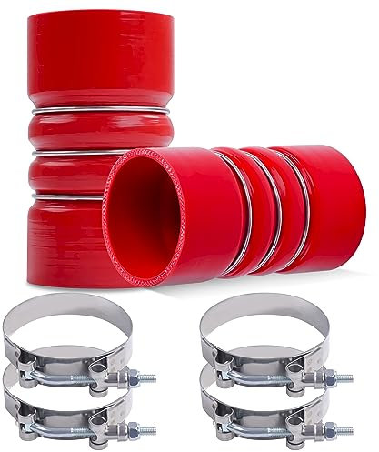 Ailbiuko Mangueras intercooler de carga de silicona resistentes de 3 x 6 pulgadas, kit de manguera de joroba con abrazaderas de perno en T para semirremolques, paquete de 2