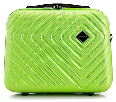 WITTCHEN Necessaire da viaggio Custodia per cosmetici Valigia da viaggio Bagaglio a mano Valigia cabina Valigia in ABS Borsa da toilette Rigido Cube Line Lime