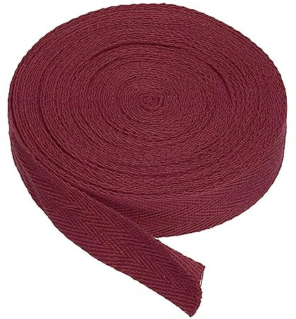 PATIKIL Baumwollband Baumwolle Gurtband 20mm x 9m, Schrägband Baumwoll Nahtband Köperband Saumband Einfassband Stoffband Webband zum Nähen für DIY Basteln Stricken Verpackung, Burgunderrot