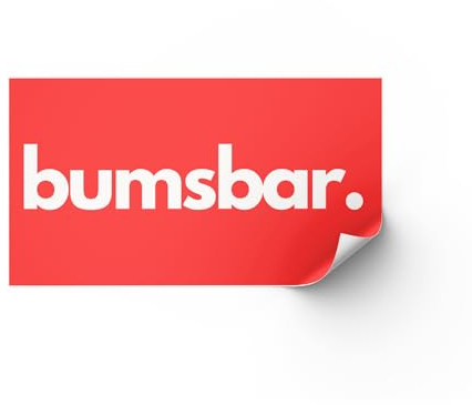 50x BUMSBAR. Sticker Aufkleber Saufen Mallorca Lustiger Aufkleber witzig Party Alkohol Feiern Goldstrand Junggesellen-Abschied Bier rot