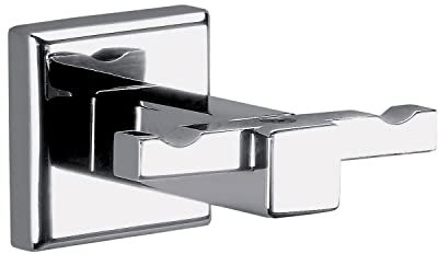 Gedy | Doppio Appendiabiti da Parete Colorado in Acciaio Inox e Cromall, Appendi Accappatoio Fissabile con Viti Incluse o Colla, Peso Supportato 7 kg, 4,2x6,5x6cm