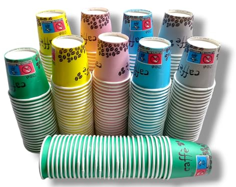 Kit completo 200 bicchierini di carta da caffè 66 ml bio compatibili in carta tenuta perfetta Ecologici Biodegradabili Monouso Piccoli Asporto Bevande Calde (200 bicchieri colore assortito)