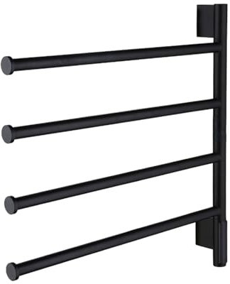 Toallero Electrico Baño Giratorio 180°, Radiador Toallero Eléctrico de Pared con Pantalla LED, Toallero Calentado con Inteligente Termostato/Temporizador,Negro