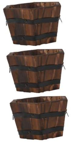 Supvox 3stücke Retro Holz Blumentopf Für Sukkulenten Carbonisiertes Holz Langlebig Rustikales Design Für Balkon Und Garten Vielseitig Einsetzbar Als Bonsai Pflanzer