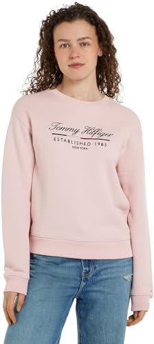 Tommy Hilfiger Sweat Femme avec Col Ras-du-Cou, Rose (Delicate Pink), XL