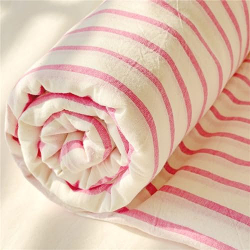 Odot Streifen Einfach Stil Spannbettlaken Elastisch, Spannbetttücher bis 25cm Tiefe Taschen Spannbetttuch Spannleintuch für Boxspringbetten, Bettlaken für Einzelbett Doppelbett (180x200cm,Rosa)