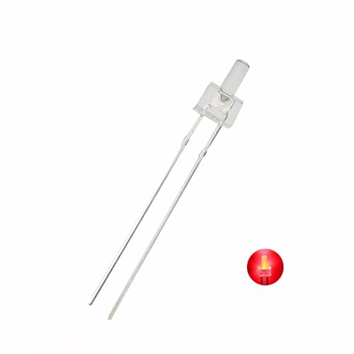 Vrabocry 100-pcs 2mm Weiß Rot Grün Blau Gelb Flache Top LED Diode Lichter Helle Beleuchtung Birne Lampen Elektronik Komponenten Indikator Licht Emitting Dioden (Klare Rot)