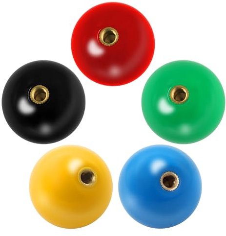 Timebid Joystick ball, top joystick round head, arcade game, DIY parts replacement,5 pack black, red, yellow, green,and blue