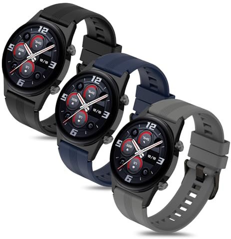 Xisair 3 Cinturini Compatibili con Honor Watch GS 4 Cinturino in Silicone Sport Honor Watch GS 4Pro / Honor Watch GS 3i / Honor Watch GS3 Braccialetto Confortevole e Traspirante per Uomini Donne
