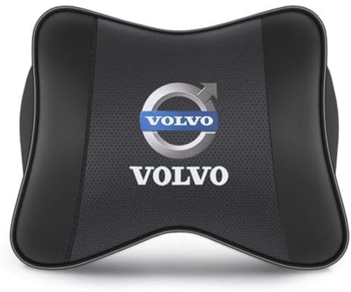 OZWALN Auto Nackenkissen für Volvo C40 S40 S60 S60L S80 S80L S90 Emblem Kopfstütze Kissen Orthopädisches Nackenstütze Autositz Waschbarer Bezug Zubehör,Black