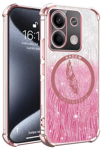 XINYEXIN Cover Glitter per Xiaomi Redmi Note 13 5G, Custodia Antiurto TPU Trasparente Ultra Sottile Bling Brilla Slim Case Bumper - Rosa