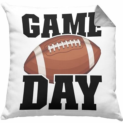 Trendation American Football Kissen mit Füllung 40x40 Geschenk Football-Spieler Geschenkidee Game Day (Grau)