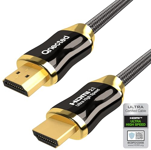 Qnected Cable HDMI 2.1 5m (5 metros) | Certificado | Ultra Velocidad Alta | 4K 120Hz y 144Hz, 8K 60Hz Ultra HD | 48 Gbps | eARC | Compatible con PS5, Xbox Series X & S, Monitor | Negro Carbón