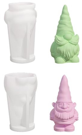 Silikonformen Gießformen Weihnachtsmann, 2 Stück 3D Wichtel Silikonform Weihnachten Kerzenform, DIY Epoxidharz Formen Zwerge Silikonform Für Handarbeit Duftkerze Weihnachtsschmuck Dekoration (Set B)