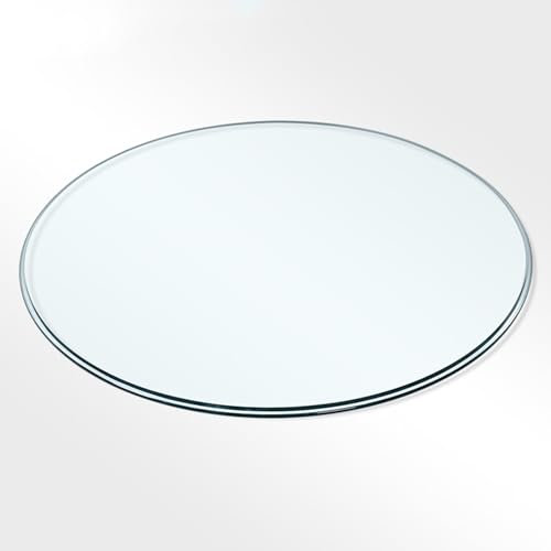 BVDHASDBT Plateau de table en verre trempé transparent biseauté, 500–780–900 m, plateau de table rond en verre trempé transparent de qualité supérieure, 90 cm