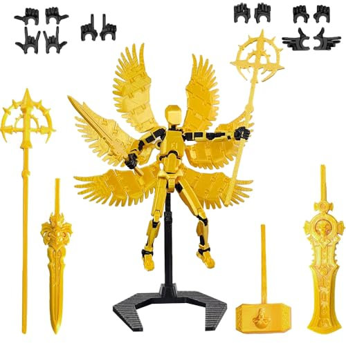 Dhqkqg T13 Action Figure Set (Assembly Completed), Titan 13 Action Figure, 3D Printed Multi-Jointed Movable, Action Figures with Replaceable Hands and Weapons, Desktop Decorations for Game Lovers Toys