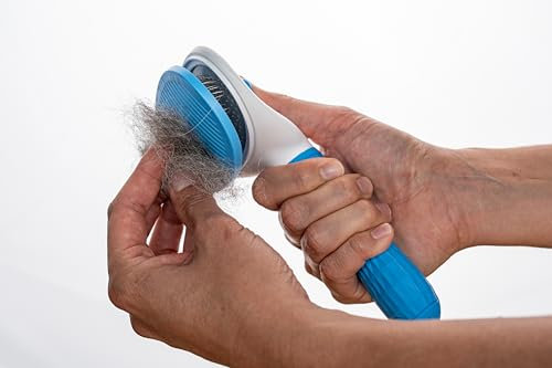 LINUMA® Brosse bleu pour chiens & chats – pour sous-poil et poils morts – douce et efficace